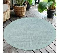 Teppium Tapis d'extérieur Robuste, résistant aux intempéries et aux UV, pour Balcon, terrasse, Jardin d'hiver, Cuisine ou Salle à Manger, Tapis Uni Bleu 160 cm Rond
