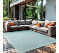 Teppium Tapis d'extérieur Robuste, résistant aux intempéries et aux UV, pour Balcon, terrasse, Jardin d'hiver, Cuisine ou Salle à Manger, Tapis Uni Bleu 120 x 170 cm