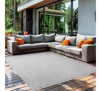Teppium Tapis d'extérieur Robuste, résistant aux intempéries et aux UV, pour Balcon, terrasse, Jardin d'hiver, Cuisine ou Salle à Manger, Tapis Uni Gris 200 x 290 cm