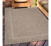 Teppium Tapis Intérieur & Extérieur Résistant aux Intempéries 140 x 200 cm Brun - Tapis de Balcon, Aspect Jute et Sisal Unicolor - Monochrome - Tapis Cuisine, Lavable Jardin Patio Camping