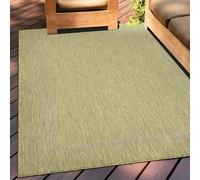 Teppium Tapis Intérieur & Extérieur Résistant aux Intempéries 80 x 150 cm Vert - Tapis de Balcon, Aspect Jute et Sisal Unicolor - Monochrome - Tapis Cuisine, Lavable Jardin Patio Camping