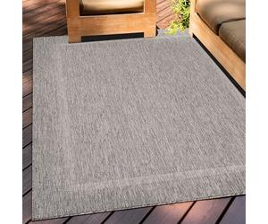 Teppium Tapis Intérieur & Extérieur Résistant aux Intempéries 80 x 250 cm Gris - Tapis de Balcon, Aspect Jute et Sisal Unicolor - Monochrome - Tapis Cuisine, Lavable Jardin Patio Camping