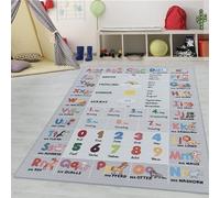 Teppium Tapis pour Enfants avec Alphabet, Chiffres, Animaux, Lavable, pour garçons & Filles, pour Chambre d'enfant, Chambre de bébé Taille: 140 x 200 cm, Couleur: Gris-4