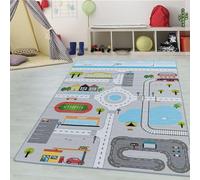 Teppium Tapis pour Enfants avec Motif de Route, Lavable, Doux, antidérapant, pour l'apprentissage et Le Jeu, garçons & Filles, Tapis pour Chambre d'enfant Taille: 140 x 200 cm, Couleur: Gris-2