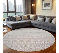 Teppium Tapis Rond 80 cm Crème Design Vintage Bou oucles Style Scandinave Moderne Doux Résistant Facile à Nettoyer pour Salon Table d Appoint Chambre