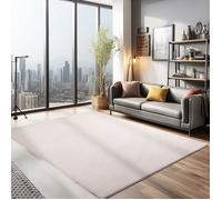 Teppium Tapis salon 120x170 cm Beige Uni moderne et moelleux à poil court, avec sous-couche antidérapante, lavable