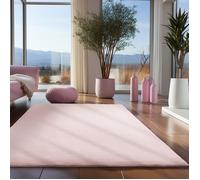 Teppium Tapis salon 200x290 cm Rose Uni moderne et moelleux à poil court, avec sous-couche antidérapante, lavable