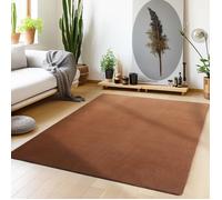 Teppium Tapis salon 240x340 cm Marron Uni moderne et moelleux à poil court, avec sous-couche antidérapante, lavable