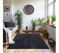Teppium Tapis salon 80x250 cm Noir Uni moderne et moelleux à poil court, avec sous-couche antidérapante, lavable