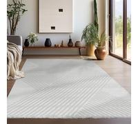 Teppium Tapis Salon, Chambre Argent 200x300 (200x290 cm) - Tapis à Poils Courts, Effet 3D Style Scandinave, Motif bohème scandinave Moelleux et Doux - Tapis Cuisine Moquette Salle de Sejour