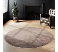 Teppium Tapis Salon Moderne Beige 160 cm Rond - Tapis à Poils Courts, Unicolor - Moelleux et Doux - Cuisine Salle de Sejour