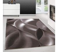 Teppium Tapis Salon Moderne Chambre Brun-1 240 x 340 cm - Tapis à Poils Courts, Conception de Vagues Abstraites Moelleux et Doux - Cuisine Moquette Salle de Sejour