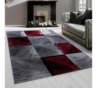 Teppium Tapis Salon Moderne Moquette Rouge-1 140 x 200 cm - Tapis à Poils Courts, Conception Carrée Moelleuse et Douce - Cuisine Salle de Sejour