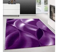 Teppium Tapis Salon Moderne Tapis Chambre Lilas-2 140 x 200 cm - Tapis à Poils Courts, a Poil Ras, Conception de Vagues abstraites Moelleux et Doux - Tapis Cuisine Moquette Salle de Sejour