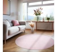 Teppium Tapis Salon Moderne Tapis Chambre Rose 160 cm Rond - Tapis à Poils Courts, a Poil Ras, Unicolor - Monochrome Moelleux et Doux - Tapis Cuisine Moquette Salle de Sejour
