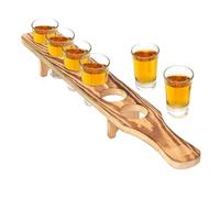 Tequila Plateau de bar en bois | Plate-forme de présentation de spiritueux, organisateur de boissons, finition bouleau rustique, capacité de 6 tasses, cocktails
