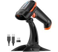 Tera 300,000 Pixel Lecteur de Code à Barre sans Fil 1D/2D USB Douchette Scanner de QR Code Main Libre pour Smartphone Mobile Paiement d'Écran avec Support, D5100-Z