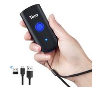 Tera Bluetooth Lecteurs de Code Barre sans Fil 2.4GHz USB (3-en-1) Portable 1D Douchette Scanner Laser Léger pour Smartphone Ecran Compatible avec iOS Android Windows Modèle 1100