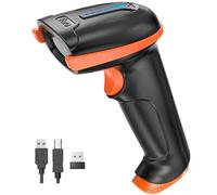 Tera Lecteur Codes Barres 2D sans Fil avec Batterie, D5100, Orange | Batterie Li-Po 2200mAh, USB, 2.4GHz, 1D 2D QR, CMOS 640x480, IP54, caisse, entrepôt, école