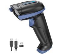 Tera Lecteur de Code à Barres sans Fil et Filaire avec Indicateur de Niveau de Batterie Scanner de Code Barre Imprimés Numériques 1D 2D QR Douchette Portable Plug and Play, Modèle D5100 Bleu