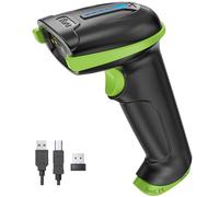 Tera Lecteur de Codes-Barres sans Fil avec Indicateur de Niveau de Batterie sans Fil 2,4 GHz et Filaire USB 2.0 Douchette 1D Rechargeable, Brevet de Conception : EU008489413, Modèle 5100