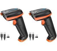 Tera Lecteur de Codes-Barres sans Fil avec Indicateur de Niveau de Batterie sans Fil 2,4 GHz et Filaire USB 2.0 Douchette 1D Rechargeable, Brevet de Conception : EU008489413, Modèle 5100 (Lot de 2)