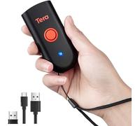 Tera Mini Lecteurs de Code Barre Bluetooth5.0 sans Fil avec USB (3-en-1) Portable 1D 2D Douchette Scanner de QR Codes pour Smartphone Ecran Compatible avec iOS Android Windows, Modèle 1100 2D-New