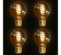 Terafeels Lot de 4 ampoules à vis E27, culot G80, 4 W, 220-240 V, lumière jaune chaud 2200 K, verre ambré, filament spiralé, ampoule LED vintage décorative