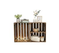 teramico Lot de 2 caisses en Bois flammé foncé 50 x 40 x 30 cm dans de Superbes Ensembles comme étagère ou pour Le Rangement (Lot de 2 | 1 Fond Court)