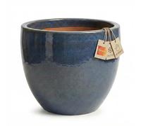 teramico Pot de Fleurs de qualité supérieure en céramique émaillée, 100% résistant au Gel et Fait à la Main, bac à Fleurs avec Trou (Gris Antique, 29cm x 23cm)