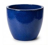 Pot de fleurs en céramique Eggpot bleu royal Ø48cm Résistant au gel Grès Fait main Extérieur