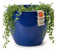 Pot de fleurs en céramique Eggpot bleu royal Ø38cm Résistant au gel Grès Fait main Extérieur
