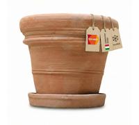 Teramico Pot de fleurs en terre cuite « Doppio Bordo » résistant au gel, avec soucoupe en option