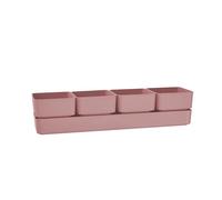 Teraplast Vase élégant Design Sierra, composé de 4 Pots carrés et d'une Soucoupe de Pot, Dimensions 38 x 10 x 10 cm, jardinière pour Plants et Plantes succulentes réexistantes aux UV (38 cm, OldRose