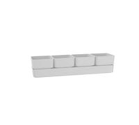 Teraplast Vase élégant Design Sierra, composé de 4 Pots carrés et d'une Soucoupe, Dimensions 38 x 10 x 10 cm, jardinière pour Plants et Plantes succulentes réexistantes aux UV (38 cm, Neige (Blanc))