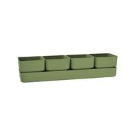 Teraplast Vase élégant design Sierra, composé de 4 pots carrés et d'une soucoupe, dimensions 38 x 10 x 10 cm, jardinière pour plants et plantes succulentes réexistantes aux UV (38 cm, Olives (vertes))