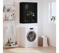 Teravane Armoire murale noire 69,5 x 34 x 90 cm avec façade en verre pour salon, chambre à coucher et bureau, buffet polyvalent, commode, espace de rangement, design moderne