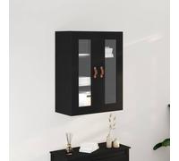 Teravane Armoire murale noire aspect chêne 69,5 x 34 x 90 cm avec 3 étagères et porte en verre pour salon, couloir ou cuisine, commode moderne avec espace de rangement, durable et élégante