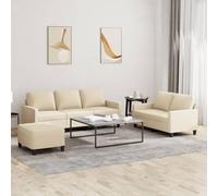 Teravane Ensemble de canapé 3 pièces avec coussins en tissu crème, canapé d'angle et canapé-lit, salon avec espace de rangement, ottoman, chaise longue, futon, fauteuils, fonction relaxation