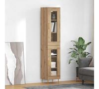 Teravane Lot de 2 meubles hauts en chêne Artisan de qualité supérieure - 34,5 x 34 x 180 cm - En bois avec poignées en métal et portes à charnière - Pour salon, salle à manger, couloir, cuisine