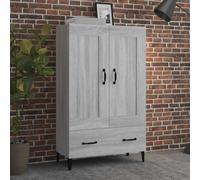Teravane Meuble haut gris Sonoma 70 x 31 x 115 cm en bois avec 2 compartiments et 1 tiroir pour salon et salle à manger, design industriel, buffet stable, idéal comme buffet ou commode