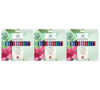 TerCasa 998701-2 - 3 lots de 30 stylos à encre gel - 3 étuis de 30 stylos à encre gel avec paillettes, arc-en-ciel, métallisé, standard et pastel - 90 stylos gel pour une écriture douce