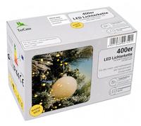 TerCasa Guirlande lumineuse LED 998605 avec 400 ampoules LED, blanc chaud, avec transformateur et fonction minuterie de 8 heures, pour l'intérieur et l'extérieur, câble vert, longueur du câble : 47,90