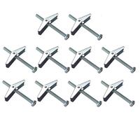 TERF® Lot de 10 boulons à bascule M5 x 75 mm avec vis à métaux pour plaques de plâtre creuses et fixations de porte