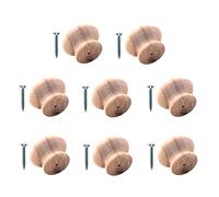 TERF® Lot de 8 boutons de porte traditionnels en bois de pin non laqué 40 mm avec fixation pour commode, tiroir, placard, cuisine, armoire