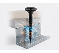Tergato Lot de 1000 vis pour cloison sèche - Filetage fin - 3,9 x 25 mm - Vis pour cloison sèche - Vis pour sous-structures métalliques - Acier noir phosphaté DIN EN 14566