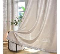 Terlytex Lot de 2 Panneaux de Rideaux Semi-Transparents à Paillettes métalliques de 241,3 cm pour Salon, 132,1 x 241,3 cm - Taupe
