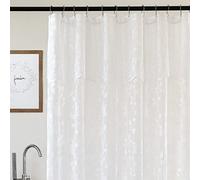 TERLYTEX Rideau de douche en dentelle blanche avec cantonnière attachée, rideau de douche rustique brodé floral festonné en dentelle transparente de 183 cm de long pour salle de bain de ferme, 183 x