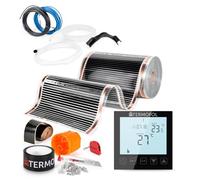 Termofol Chauffage Electrique par le Sol Set - Tapis Chauffant avec H1 Black Thermostat 230V - Chauffage d'appoint Puissance 80W/m2 - Surface 8 m² - Plancher Chauffant Electrique