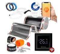 Termofol Chauffage Electrique par le Sol Set Tapis Chauffant avec H6 WiFi Noir Thermostat 230V - Chauffage d'appoint Puissance 220 W/m2 - Surface 1,5 m² - Plancher Chauffant Electrique